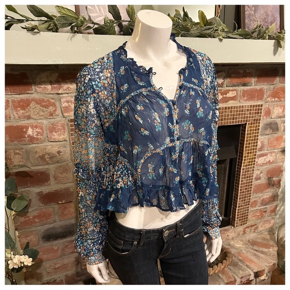 NWT Anthropologie Sheer Babydoll Blouse - Picture 4 of 7